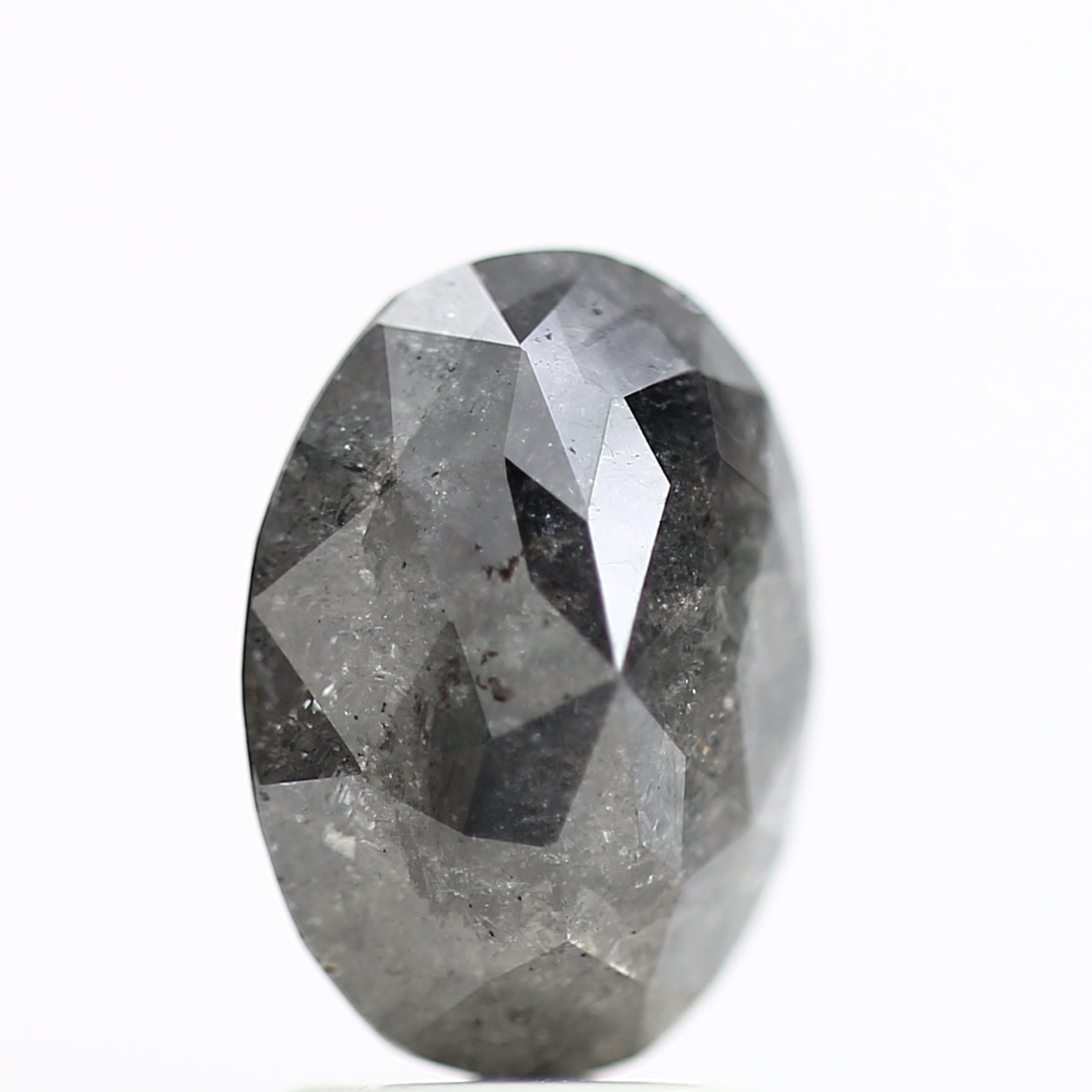 2.21 Carat Fancy Grey Salt and Pepper Oval Diamond 9.54 MM