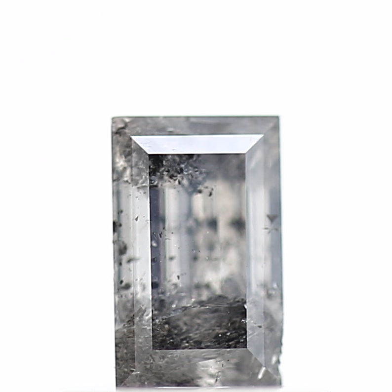 0.38 Carat Baguette Cut Salt & Pepper Diamond Gray Loose Diamond 5.25 MM