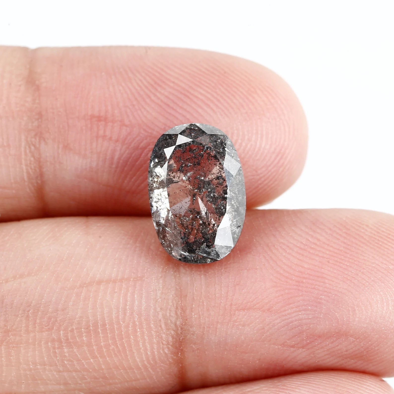 4.09 Carat Natural Oval Salt and Pepper Diamond 11.38 MM