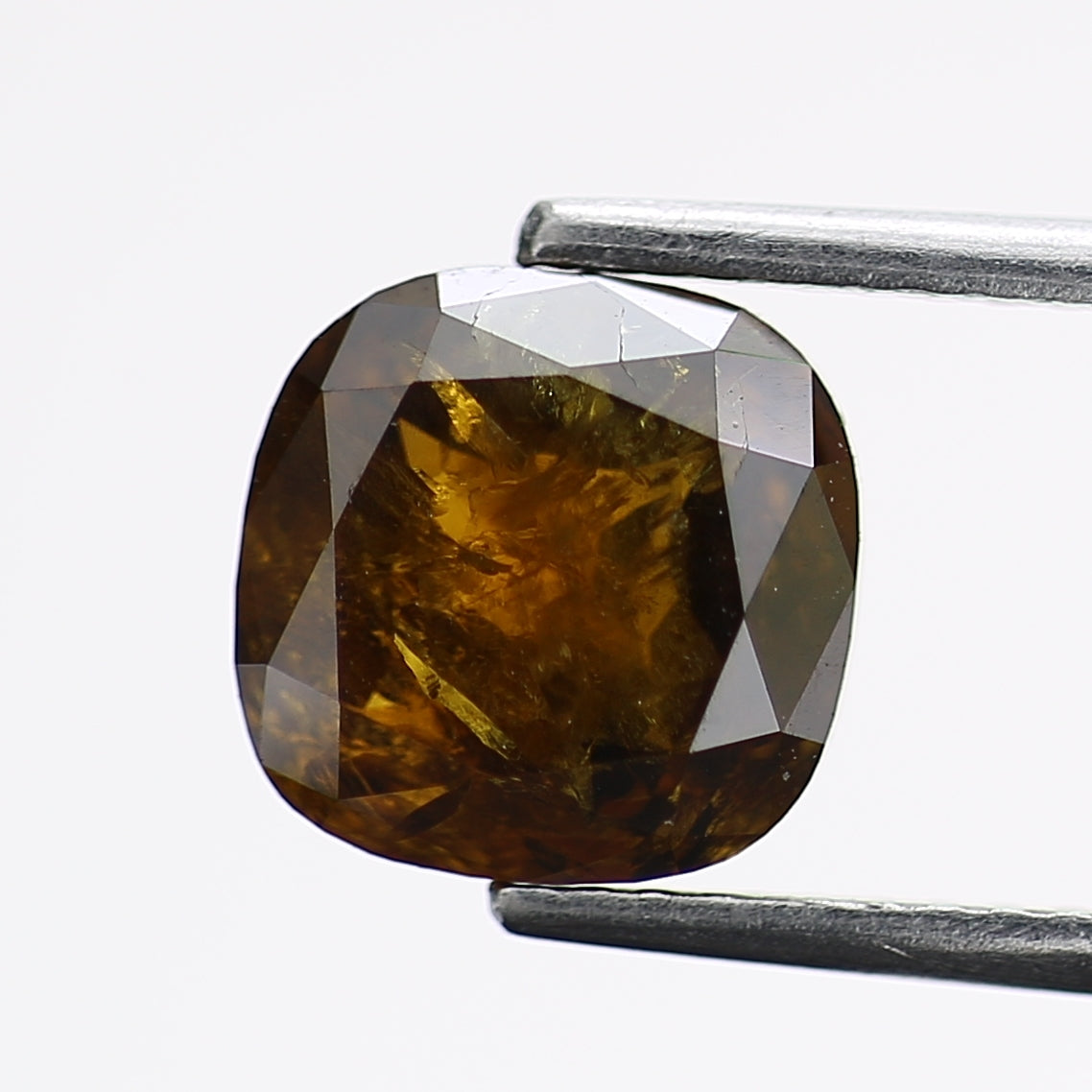 2.45 Carat Natural Cushion Salt and Pepper Diamond Fancy Brown 7.7 MM