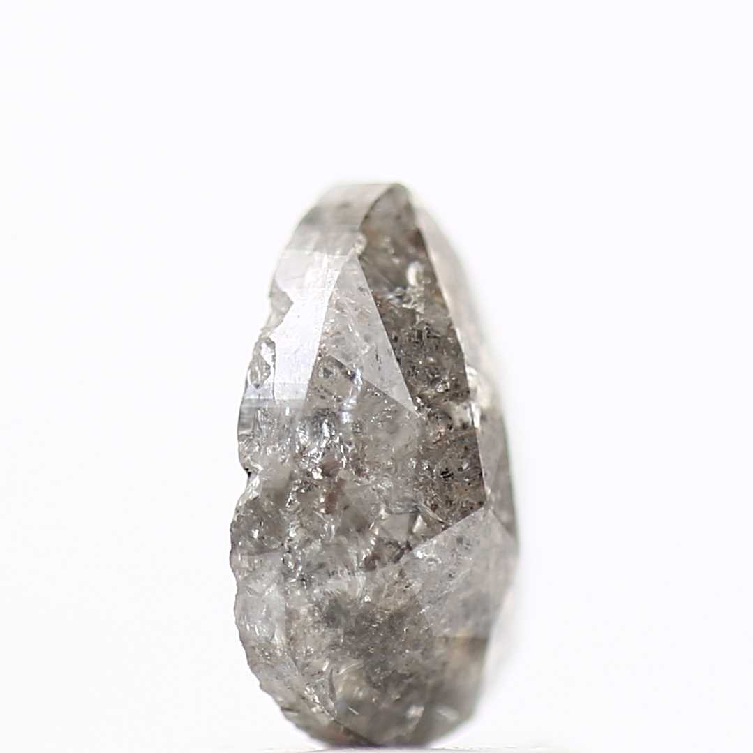 0.88 Carat Natural Pear Rose Cut Salt and Pepper Diamond 7.75 MM