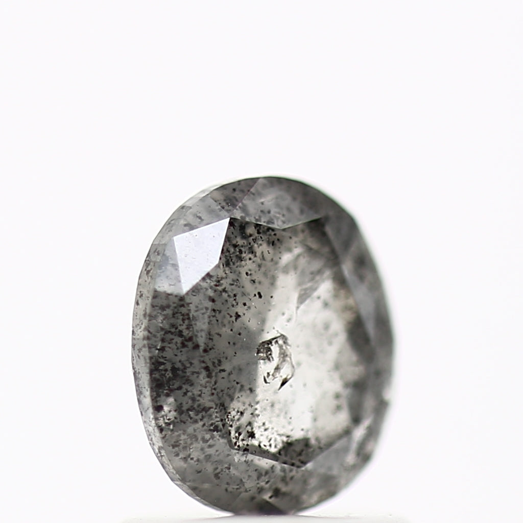 0.97 Carat Oval Gray Rose Cut Salt and Pepper Diamond 6.54 MM