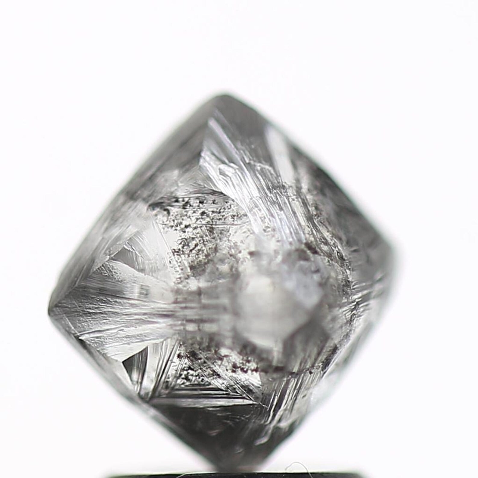 2.50 Carat Rough Diamond Natural Fancy Gray Octahedron 8.3 MM