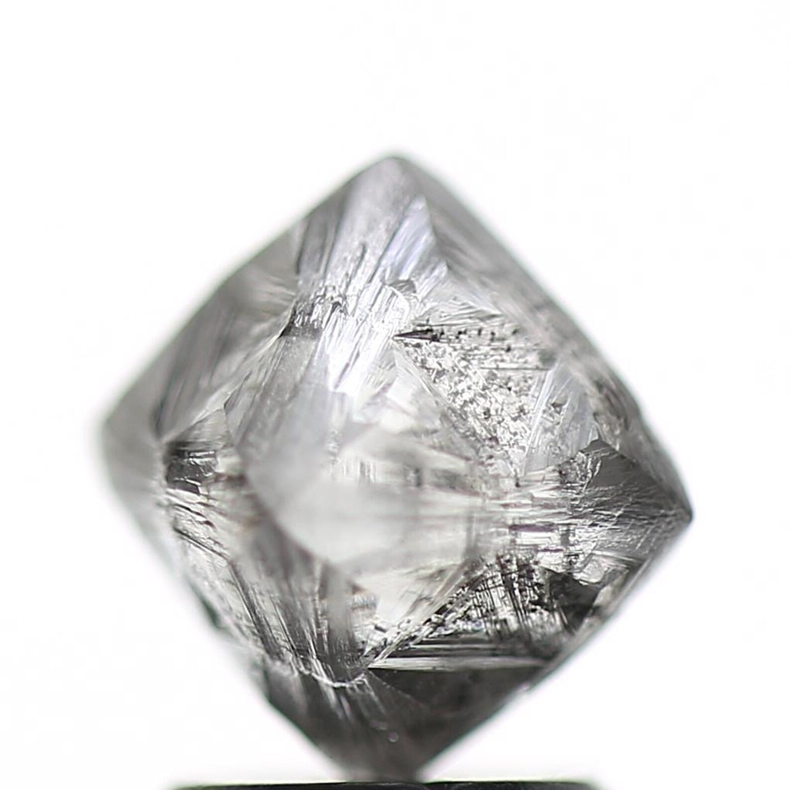 2.50 Carat Rough Diamond Natural Fancy Gray Octahedron 8.3 MM