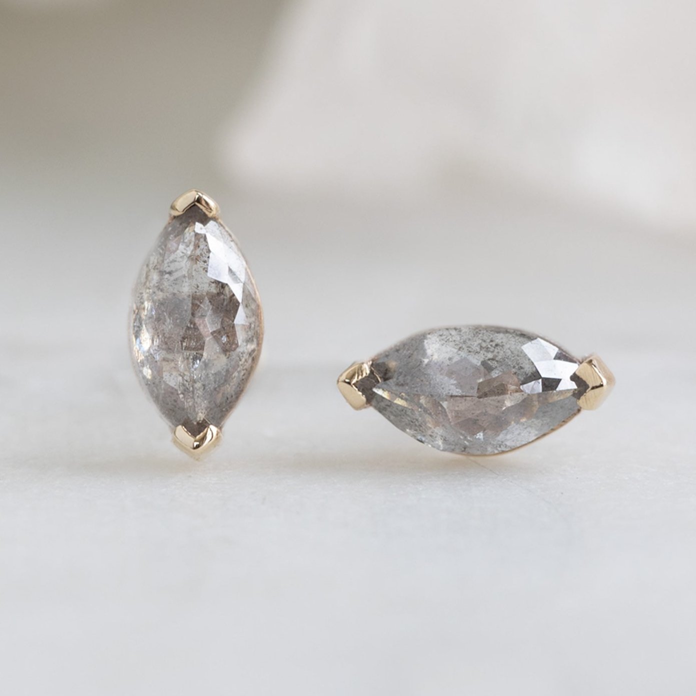 0.50 Carat Salt and Pepper Marquise Diamond Earrings