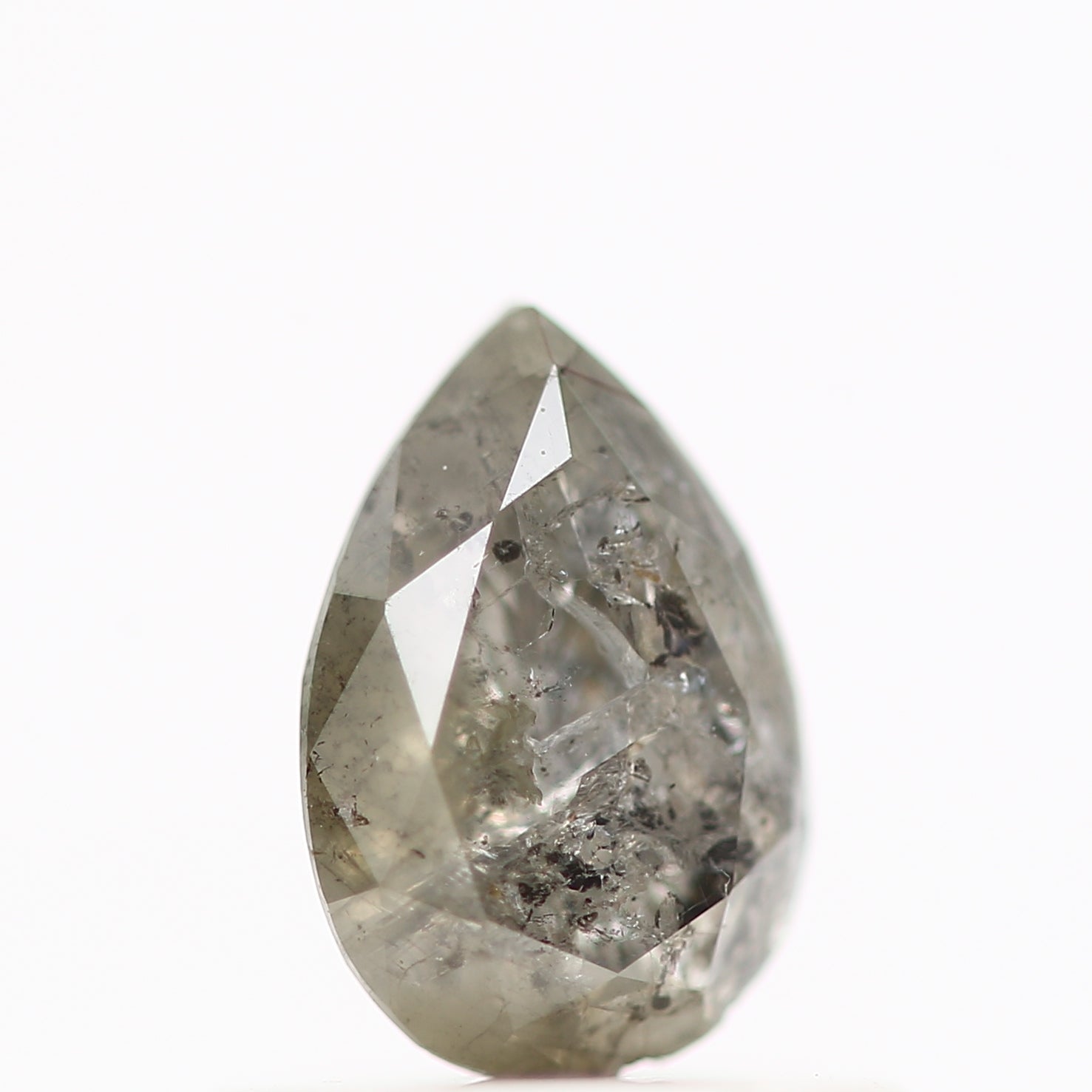 0.48 Carat Fancy Gray Pear Salt and Pepper Diamond 6.32 MM