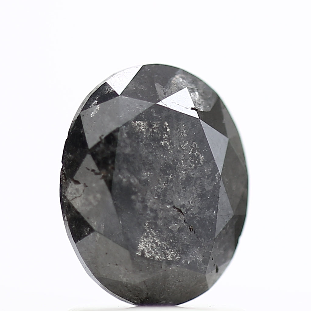 1.17 Carat Rose Cut Salt and Pepper Diamond Oval Fancy Gray Diamond 7.67 MM