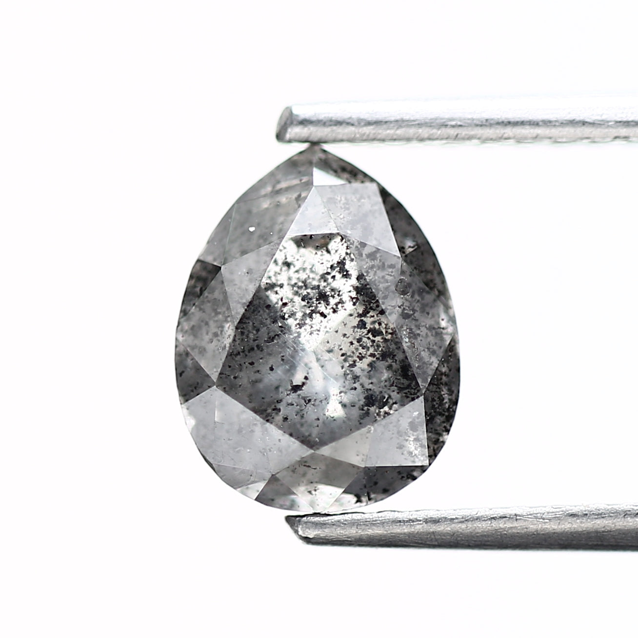 1.60 Carat Natural Gray Diamond For Pear Cut Diamond Halo Ring