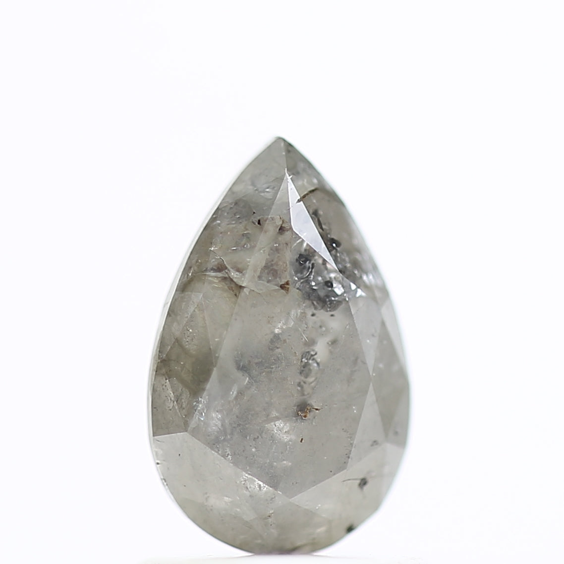 1 Carat Pear Rosecut Salt and Pepper Diamond 8 MM