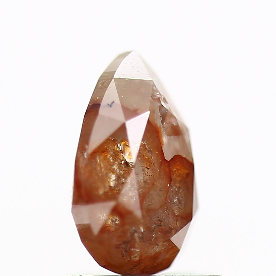 1.19 Carat Fancy Orange Rustic Pear Diamond 7.42 MM
