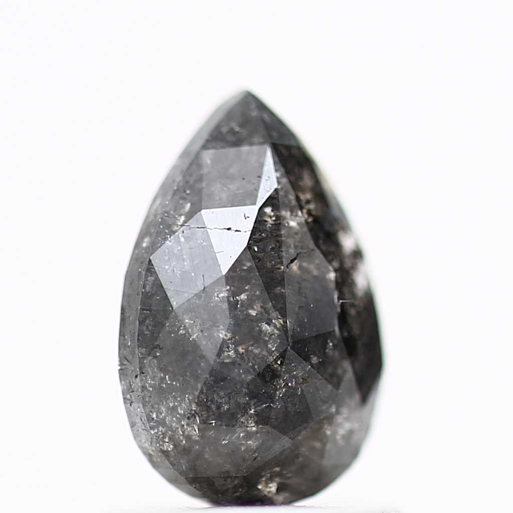 0.94 Carat Natural Pear Salt and Pepper Diamond 7.95 MM