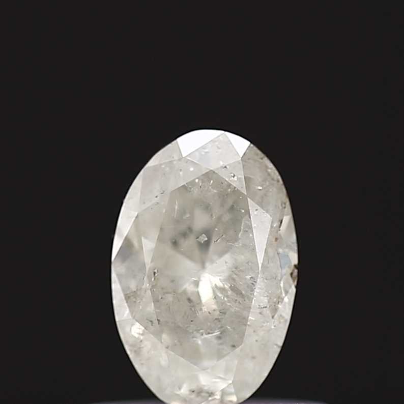 0.49 Carat Milky Gray Oval Shape Salt and Pepper Diamond 6 MM