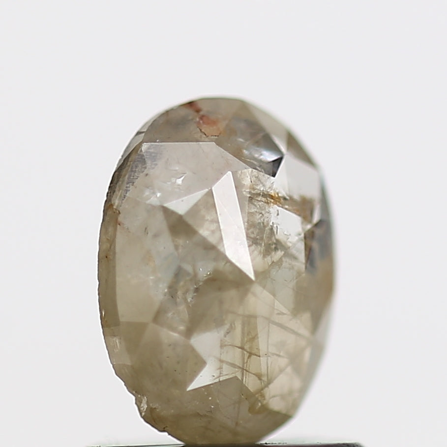 0.60 Carat Oval Rose Cut Salt and Pepper Diamond 6.9 MM