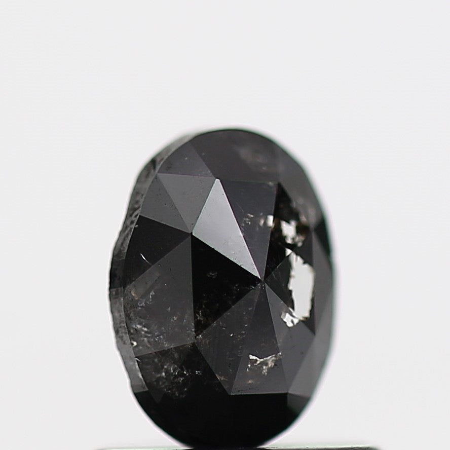 0.51 Carat Oval Rose Cut Natural Black Diamond 6.2 MM