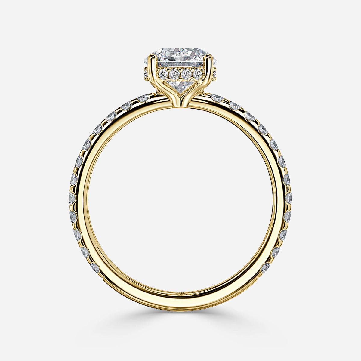 18K Solid Gold 1 Carat D VVS1 Round Engagement Ring Ivy Grace