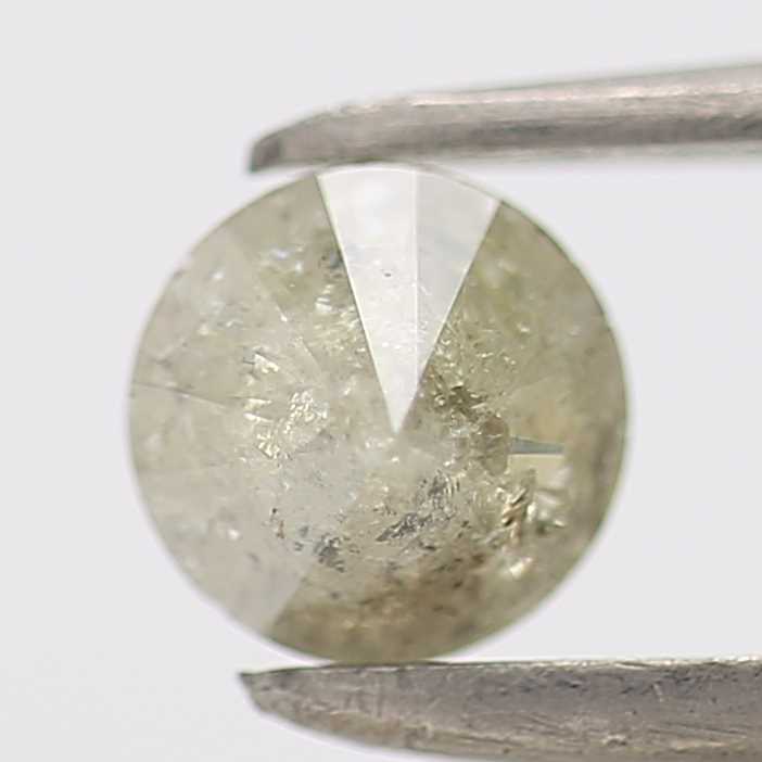 0.41 Carat Gray Yellow Loose Round Cut Salt and Pepper Diamond 4.6 MM - Blackdiamond