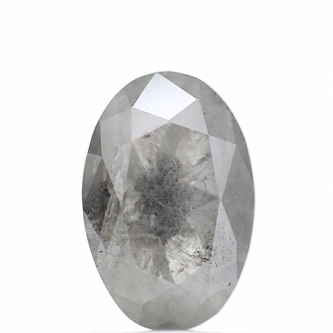 1.60 Carat Rose cut Fancy Gray Oval Salt and Pepper Diamond 8.52 MM