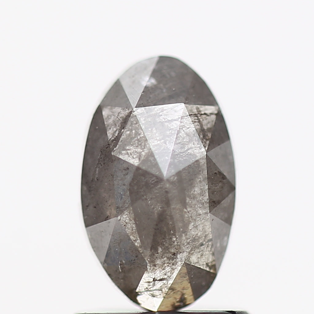 0.89 Carat Oval Elongated Salt and Pepper Natural Diamond 8.10 MM