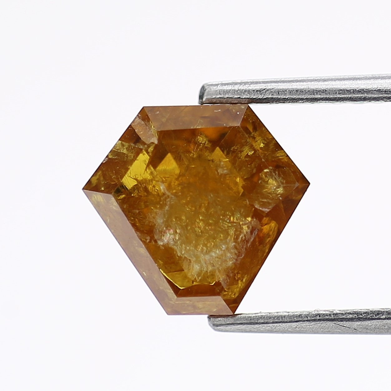 2 Carat Shield Salt and Pepper Diamond Natural Yellow Brown 8.12 MM