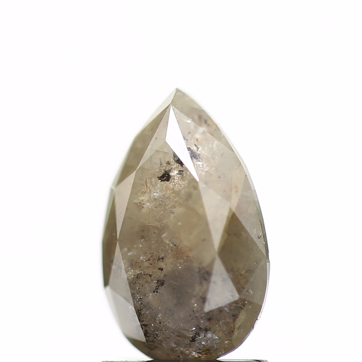 1.54 Carat Fancy Gray Pear Salt and Pepper Diamond 9.06 MM