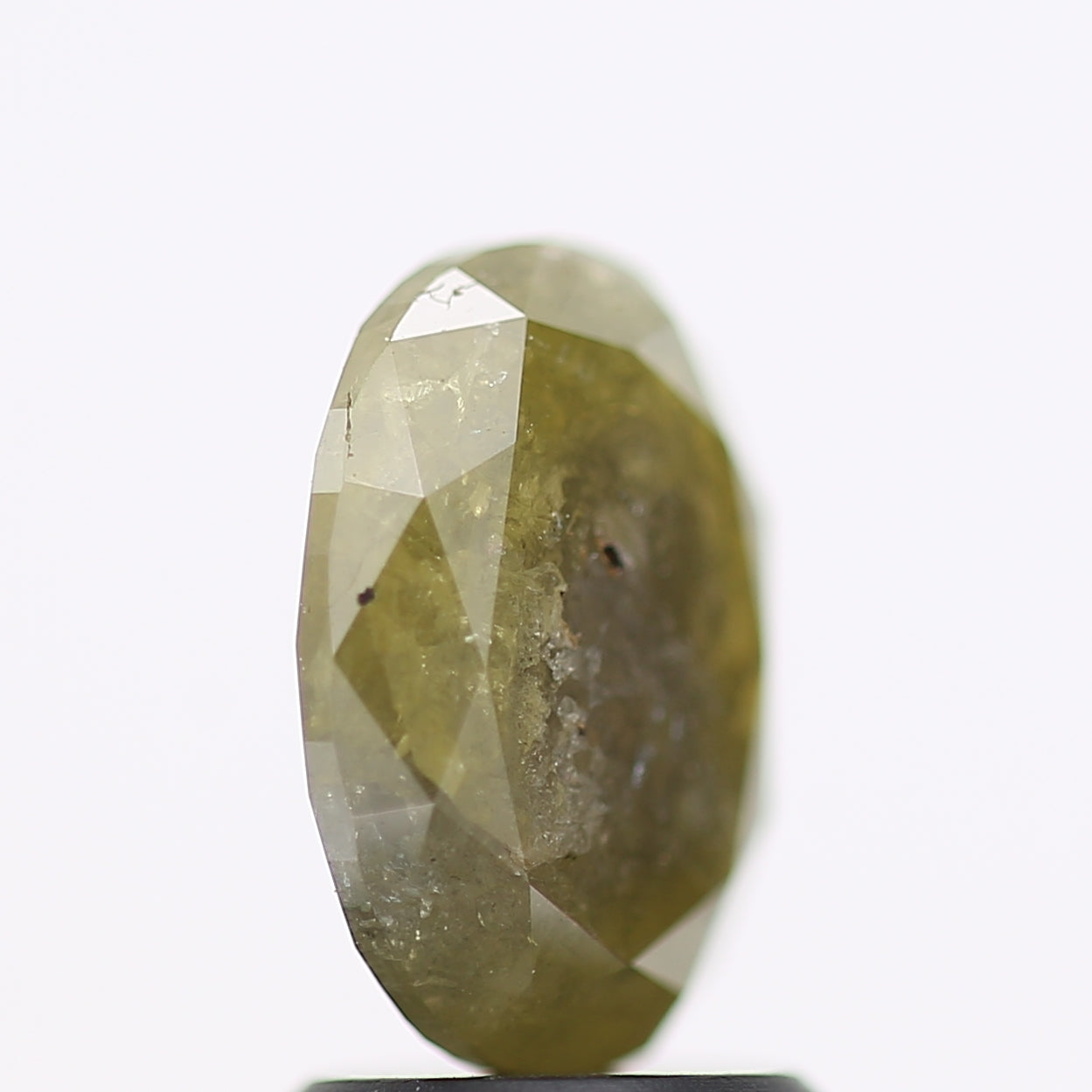 2.12 Carat Natural Yellowish Green Rustic Oval Diamond 9.12 MM