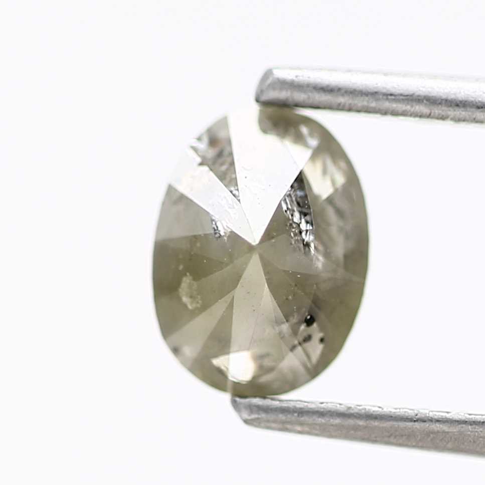 0.83 Carat Design Oval Salt Pepper Diamond Engagement Ring 6.44 MM