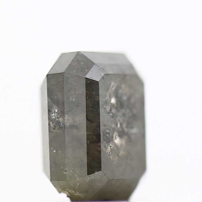 1.15 Carat 6.02 MM Natural Gray Emerald Cut Salt and Pepper Diamond - Blackdiamond