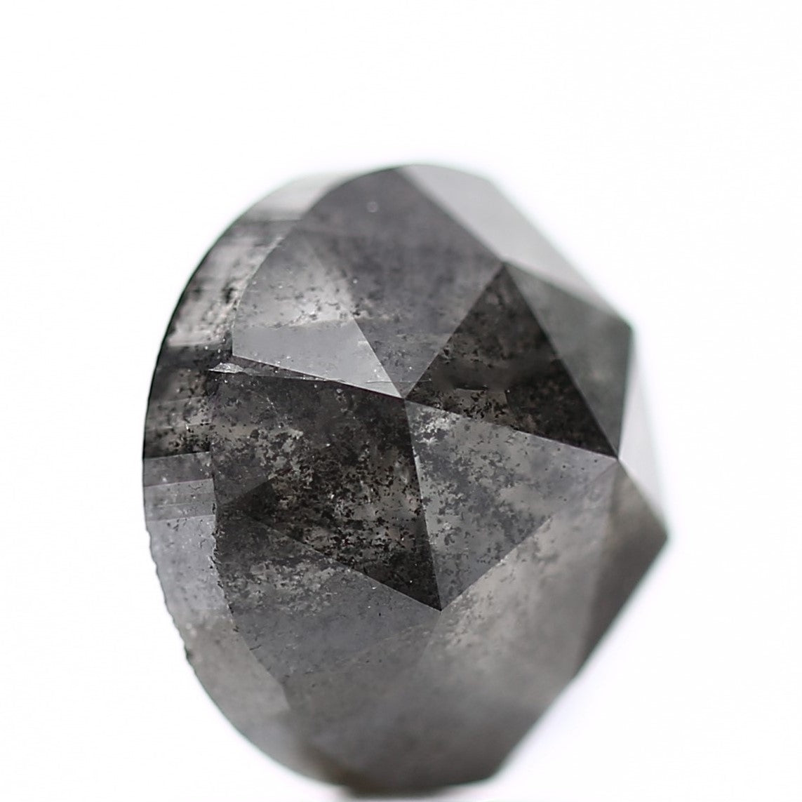 3.01 Carat 8.5 MM Natural Gray Rose Cut Salt and Pepper Diamonds - Blackdiamond