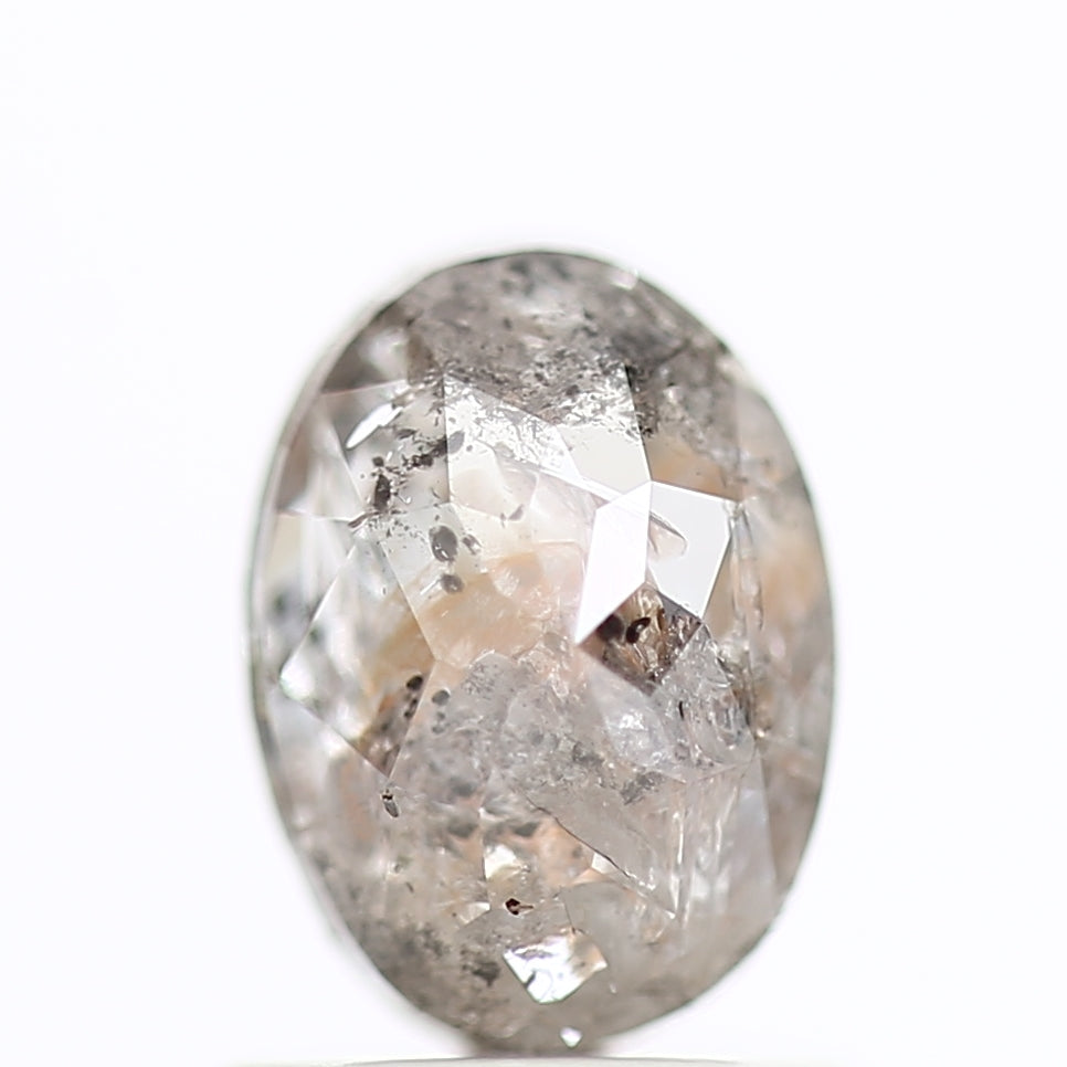 1 Ct Salt and Pepper Diamond Oval Natural Rose Cut 7.13 MM