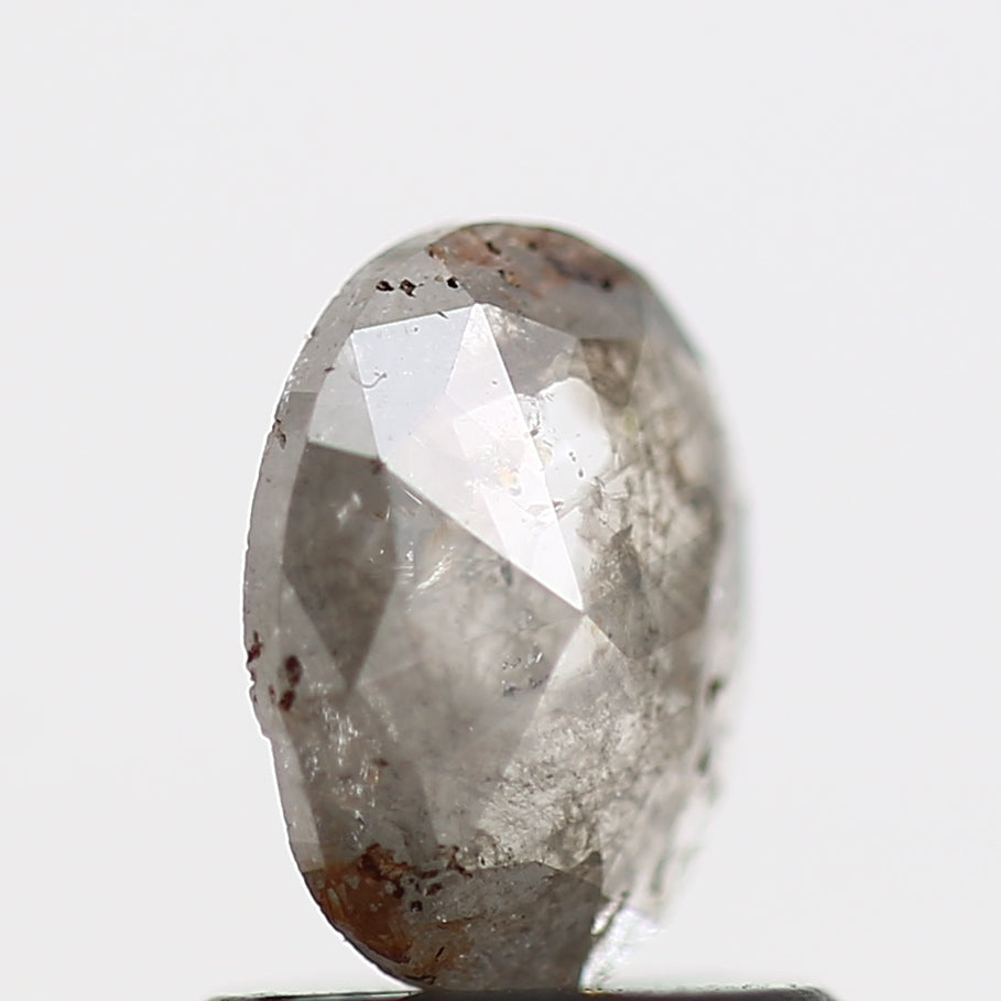 0.52 Carat Oval Rose Cut Salt and Pepper Diamond 6.80 MM