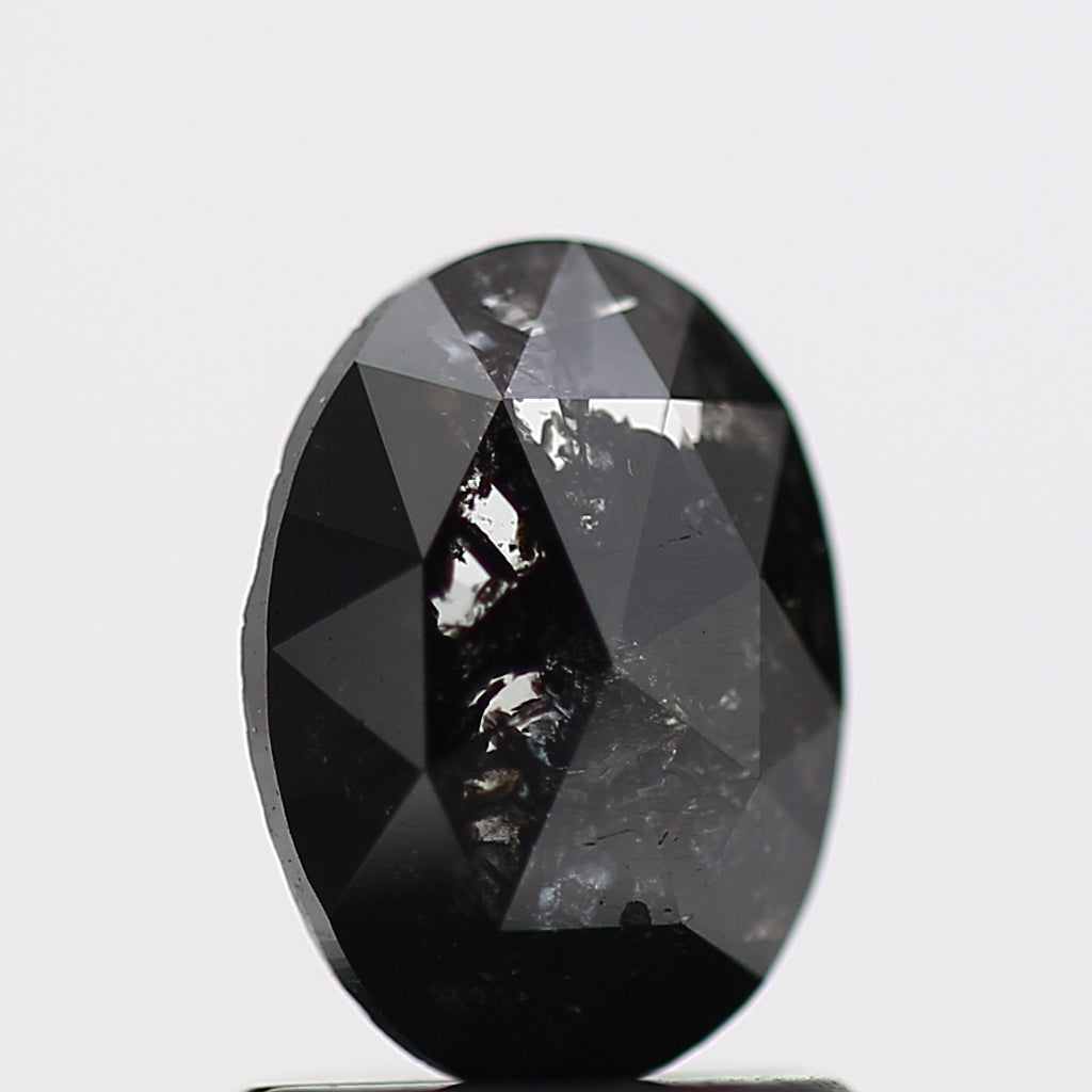 0.69 Carat Fancy Black Natural Rose Cut Diamond Oval 7.7 MM
