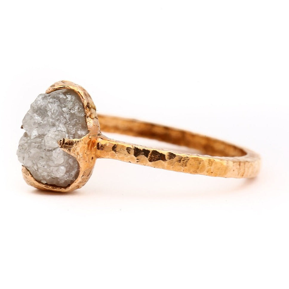 uncut raw diamond ring