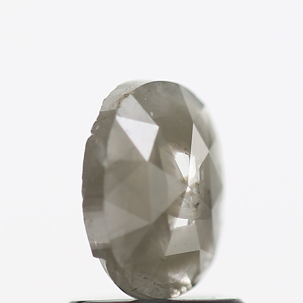 0.72 Carat Gray Oval Rose Cut Natural Salt and Pepper Diamond 7 MM