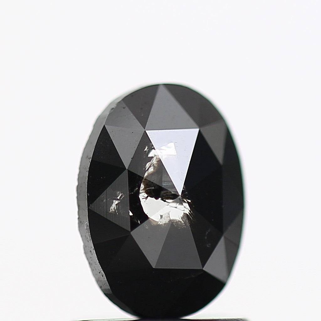0.75 Carat Fancy Black Oval Rose Cut Natural Diamond 7.3 MM