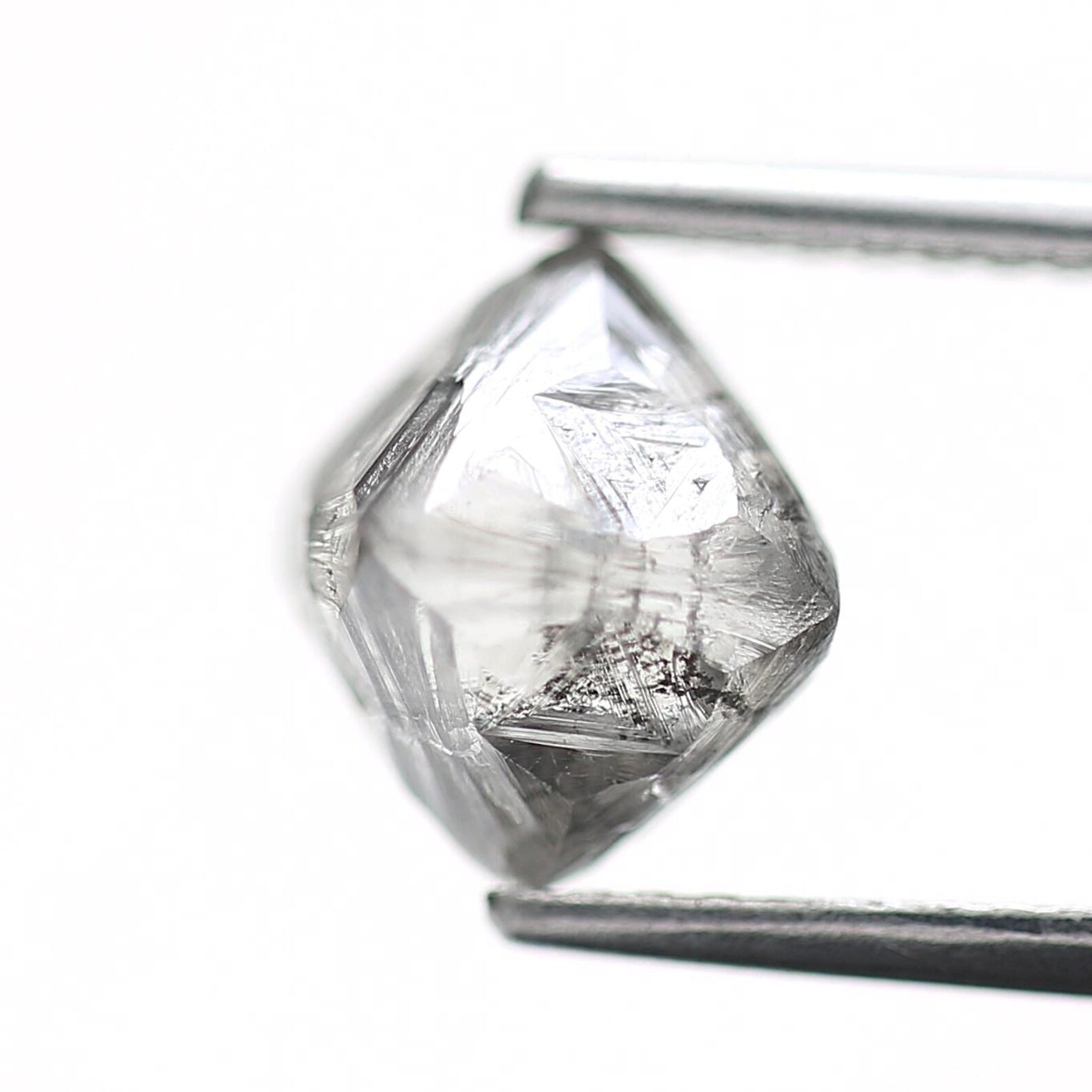 2.50 Carat Rough Diamond Natural Fancy Gray Octahedron 8.3 MM