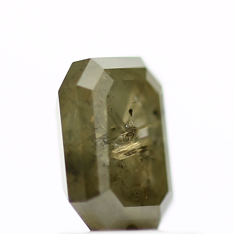 1.23 Carat 6.5 MM Natural Rustic Green Gray Emerald Loose Diamond - Blackdiamond