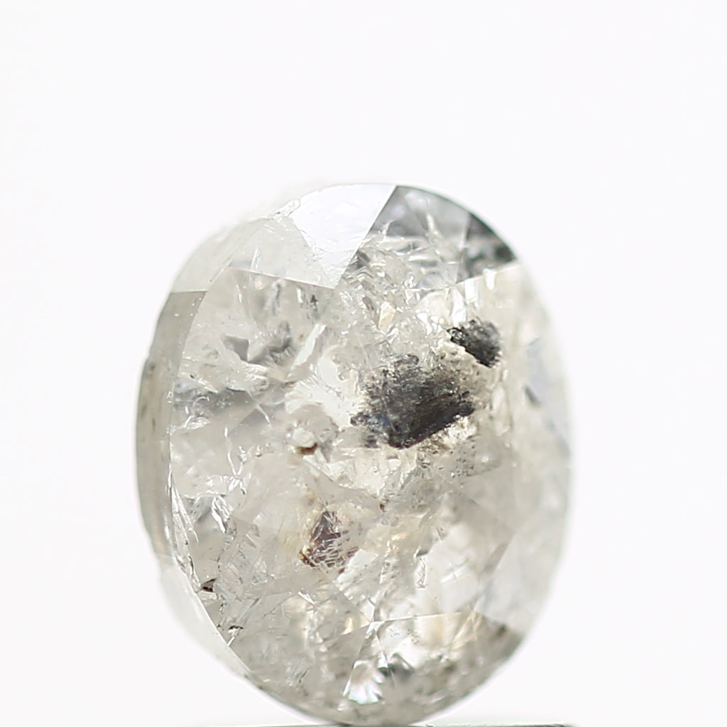 1.23 Carat Natural Oval Icy Salt and Pepper Diamond 7.35 MM