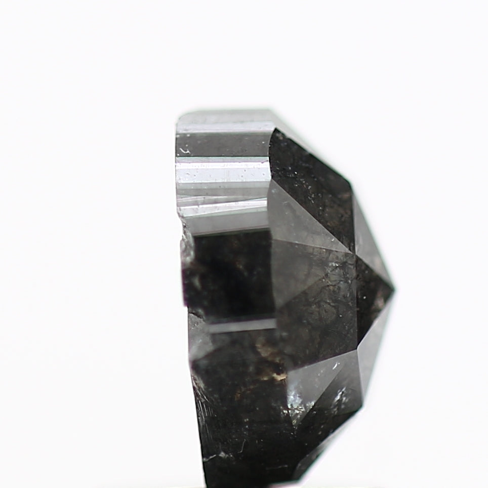 1.43 Carat Oval Rose Cut Natural Gray Salt and Pepper Loose Diamond 7.2 MM