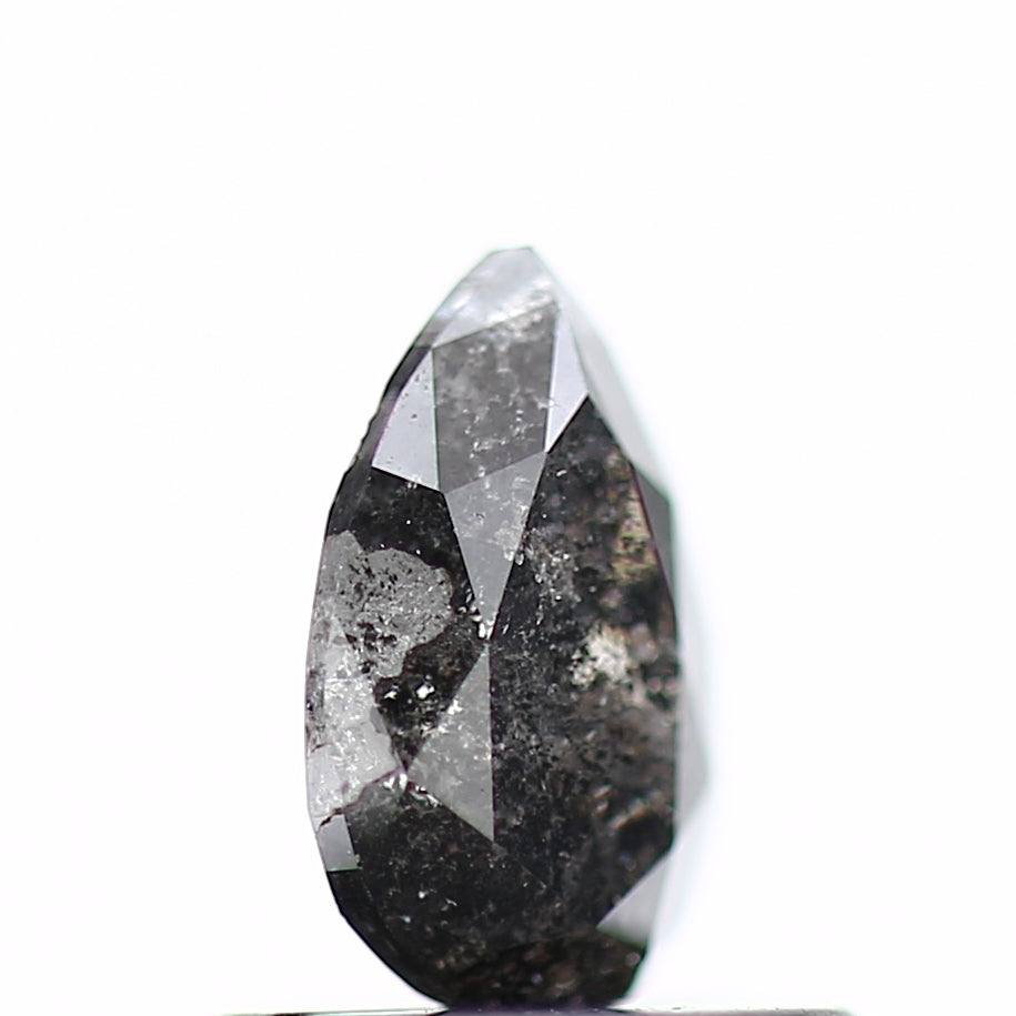 0.60 Carat Fancy Black Pear Salt and Pepper Diamond 6.63 MM