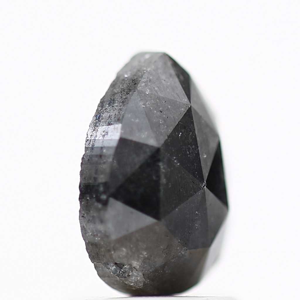 1.26 Carat Natural Black Pear Rose Cut Black Loose Diamond