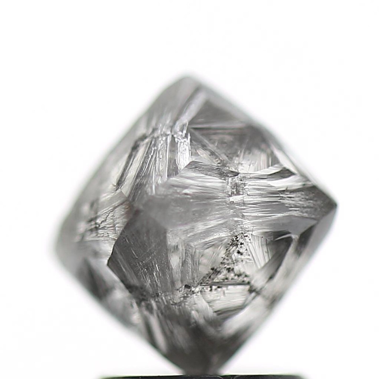 2.50 Carat Rough Diamond Natural Fancy Gray Octahedron 8.3 MM