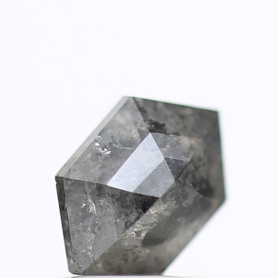 1.54 Carat Grey Hexagon Salt and Pepper Diamond 8.41 MM