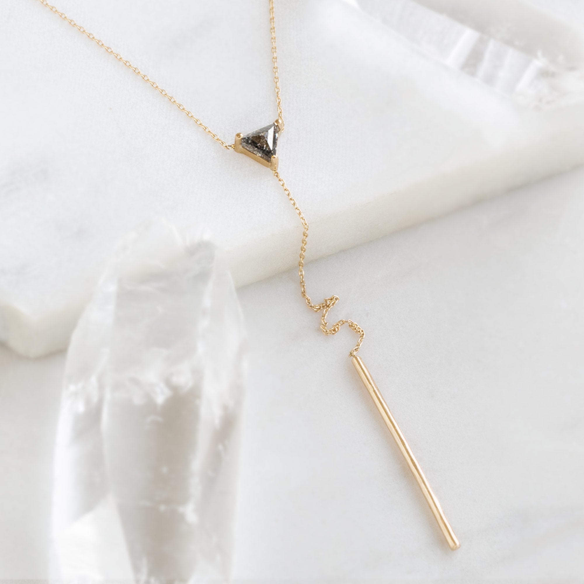 0.30 Carat Salt and Pepper Diamond Trillion Necklace