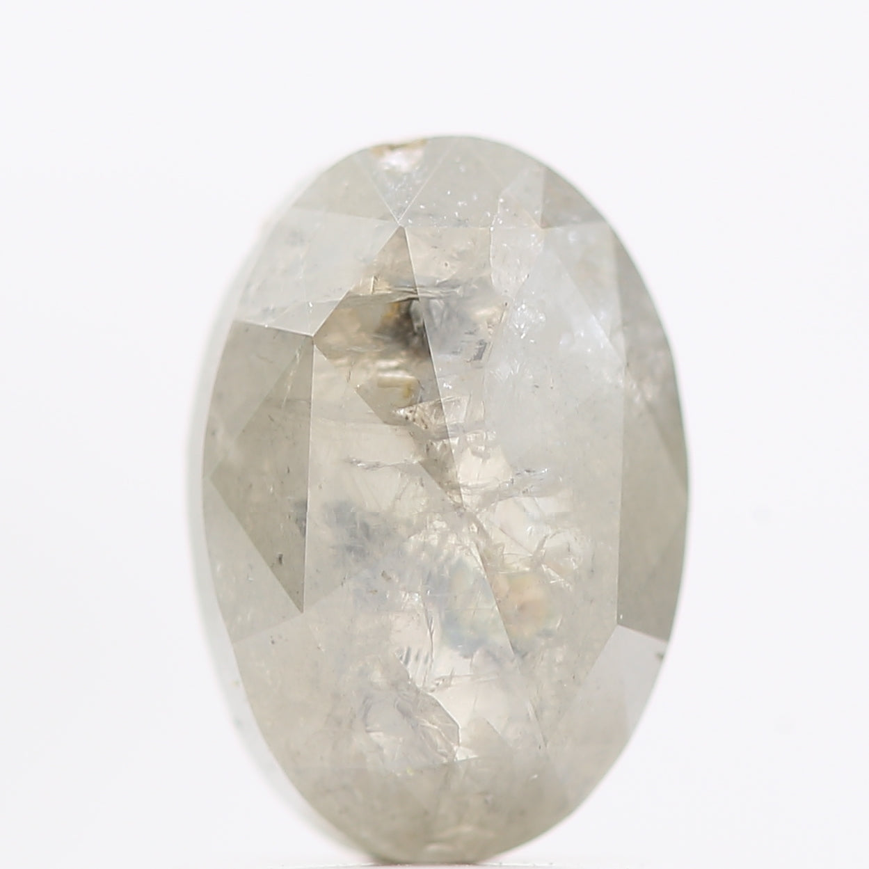 1.10 Carat Oval Rose Cut Salt and Pepper Diamond 7.60 MM