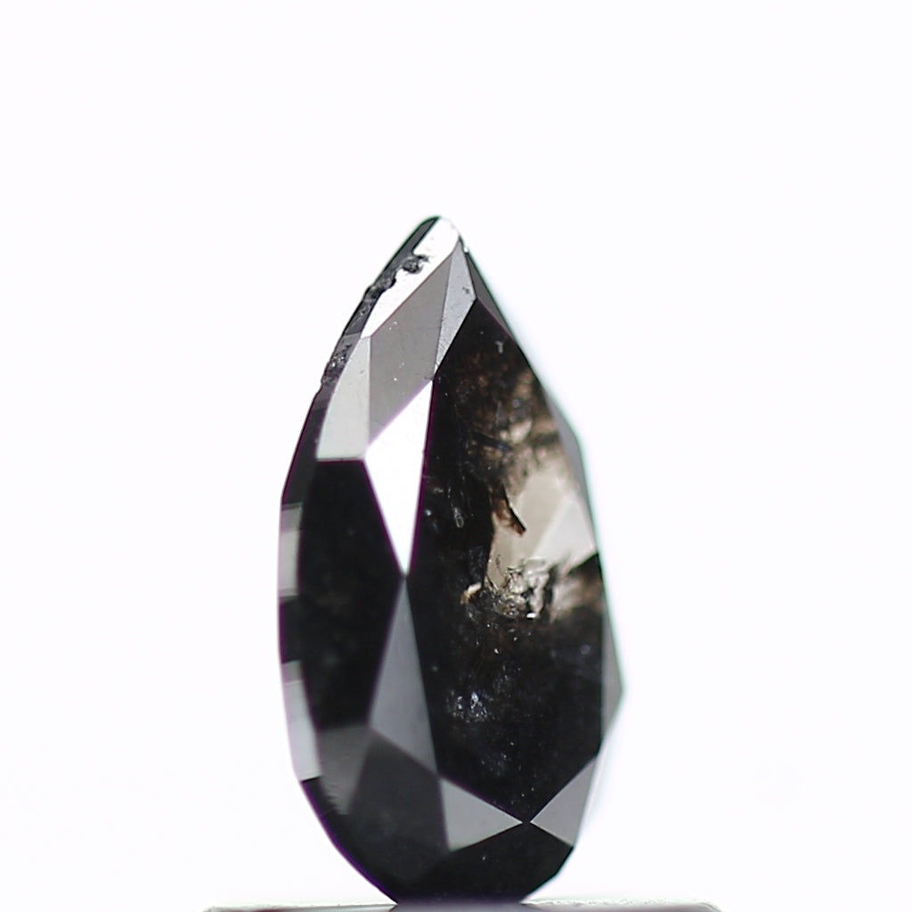 0.64 Carat Fancy Black Pear Salt and Pepper Diamond 7.45 MM