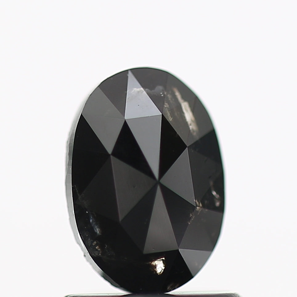 0.70 Carat Black Oval Rose Cut Natural Diamond 7.10 MM