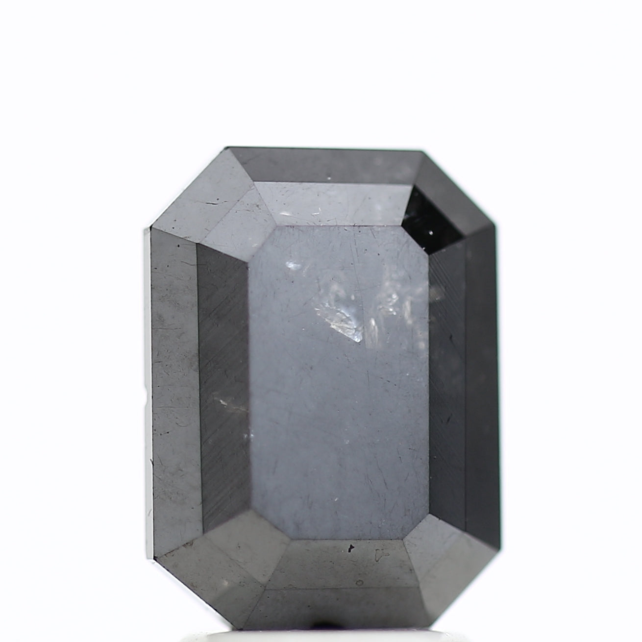 3 Ct Black Emerald Cut Diamond Natural Salt and Pepper Diamond 9.42 MM