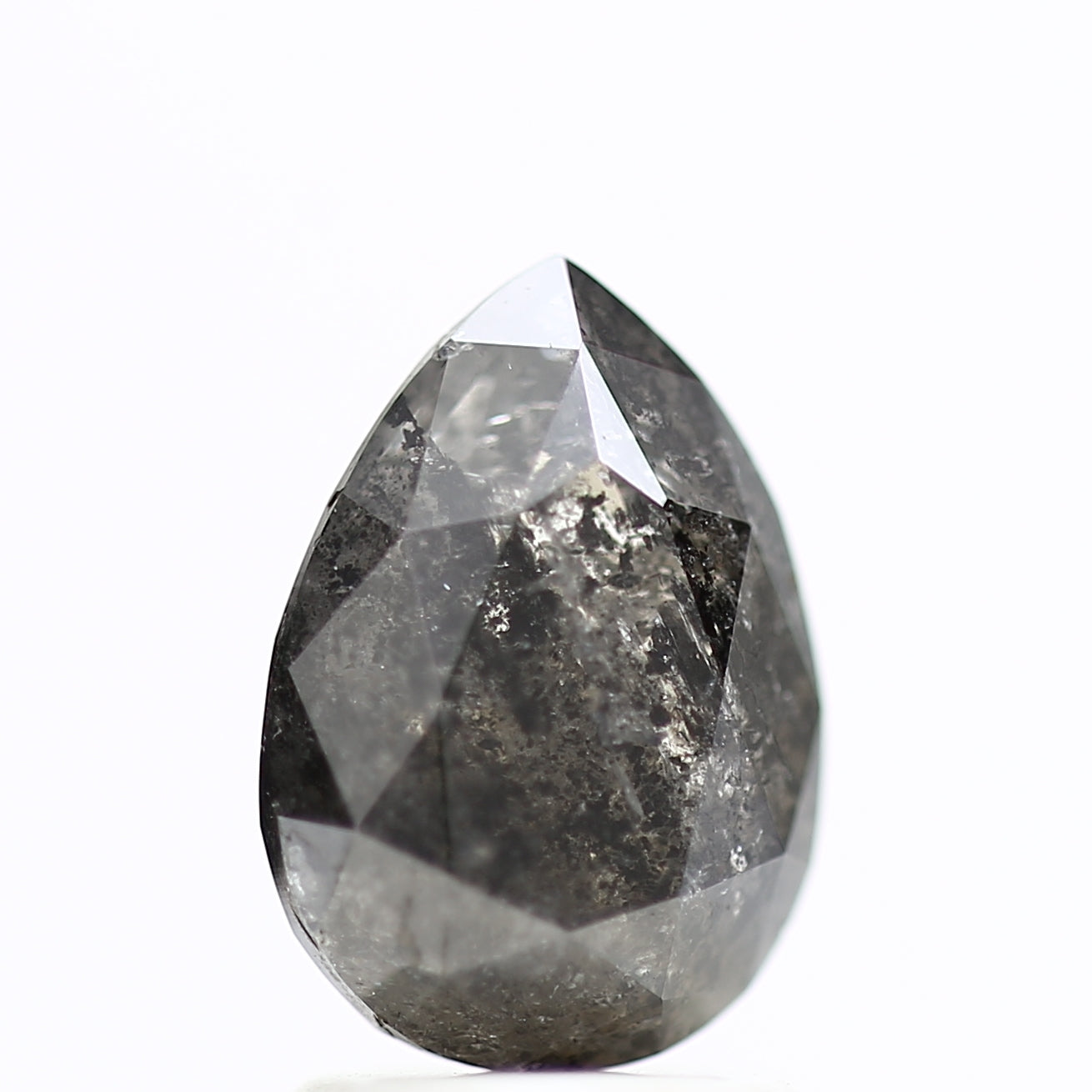 2.02 Carat Salt & Pepper Pear Diamond Double Cut Diamond 9.38 MM