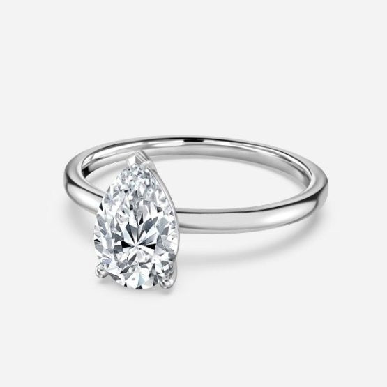 Deltic Pear Solitaire Engagement Ring 14K / 18K Solid Gold