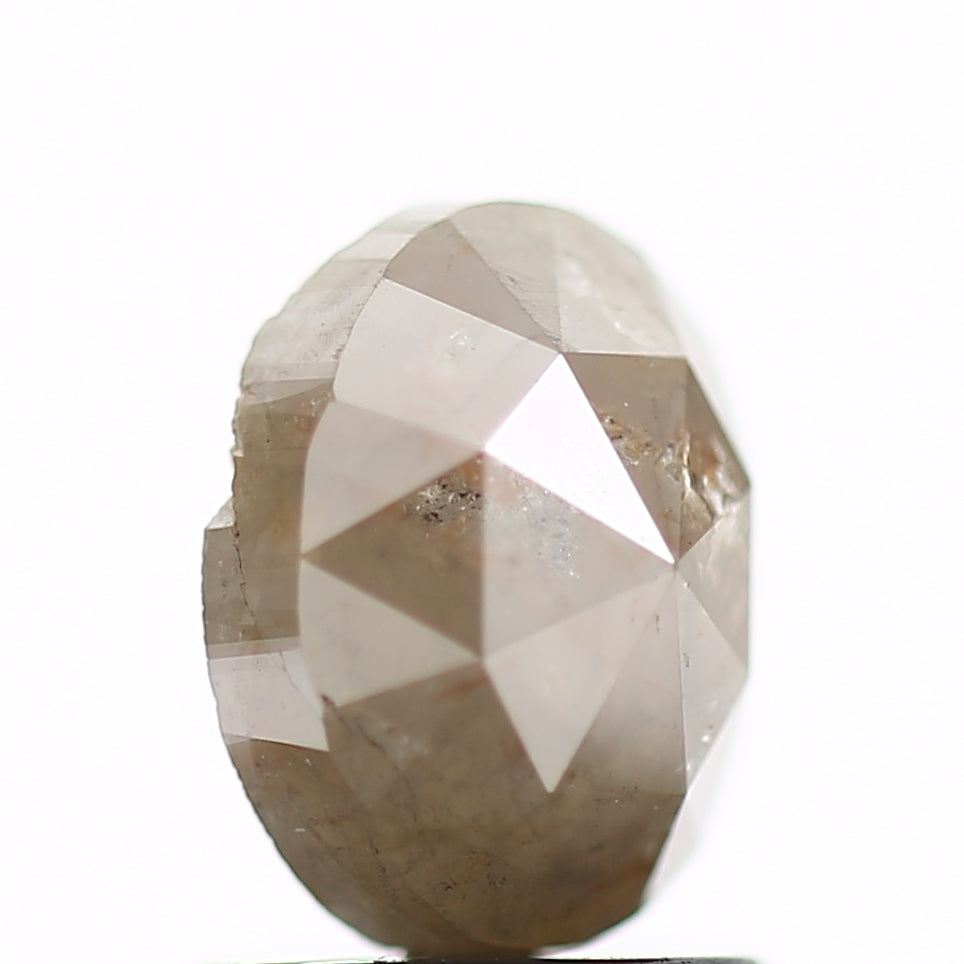 1.40 Carat Oval Rose Cut Salt and Pepper Diamond 7.3 MM